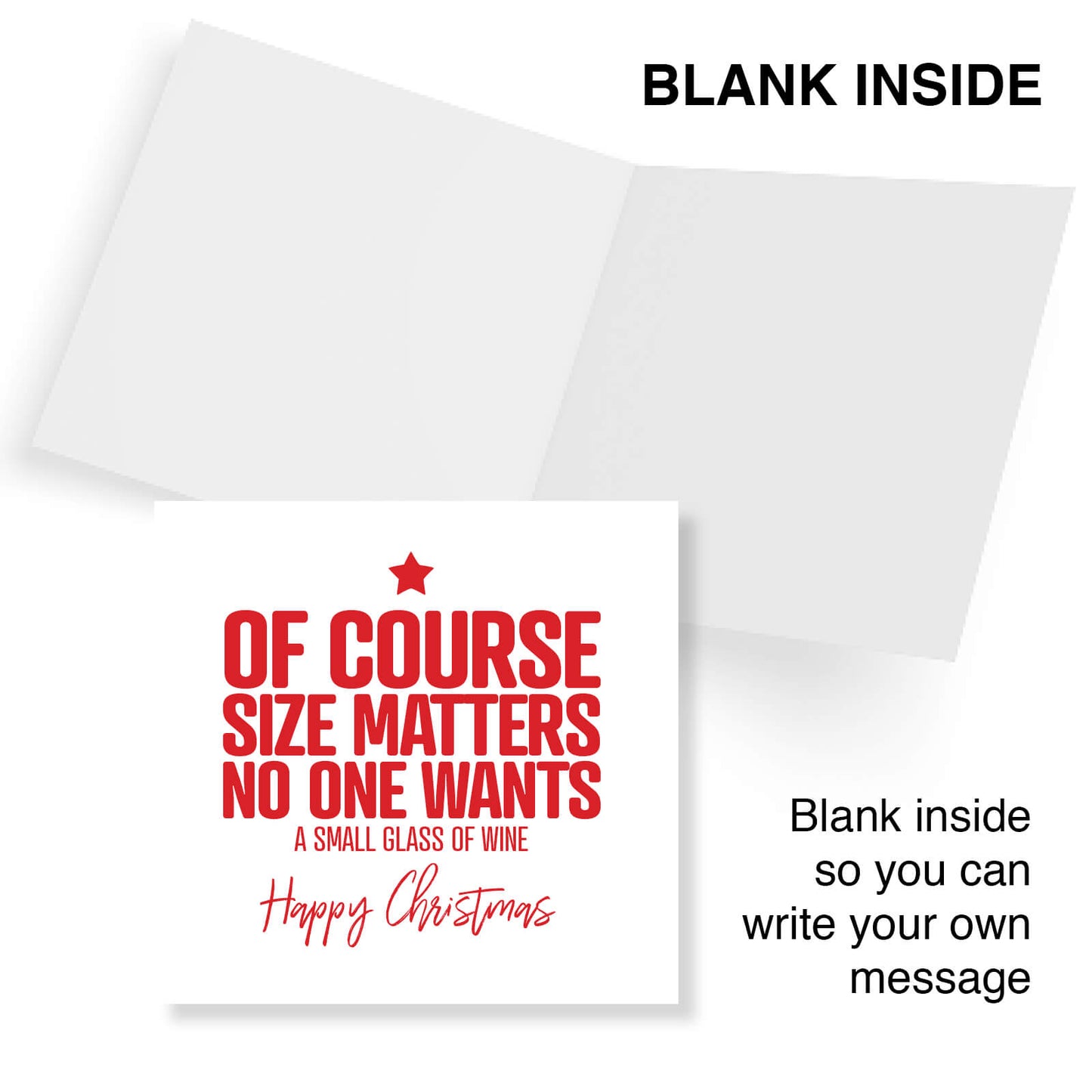 "Size Matters – No One Wants a Small Glass of Wine" Christmas Card