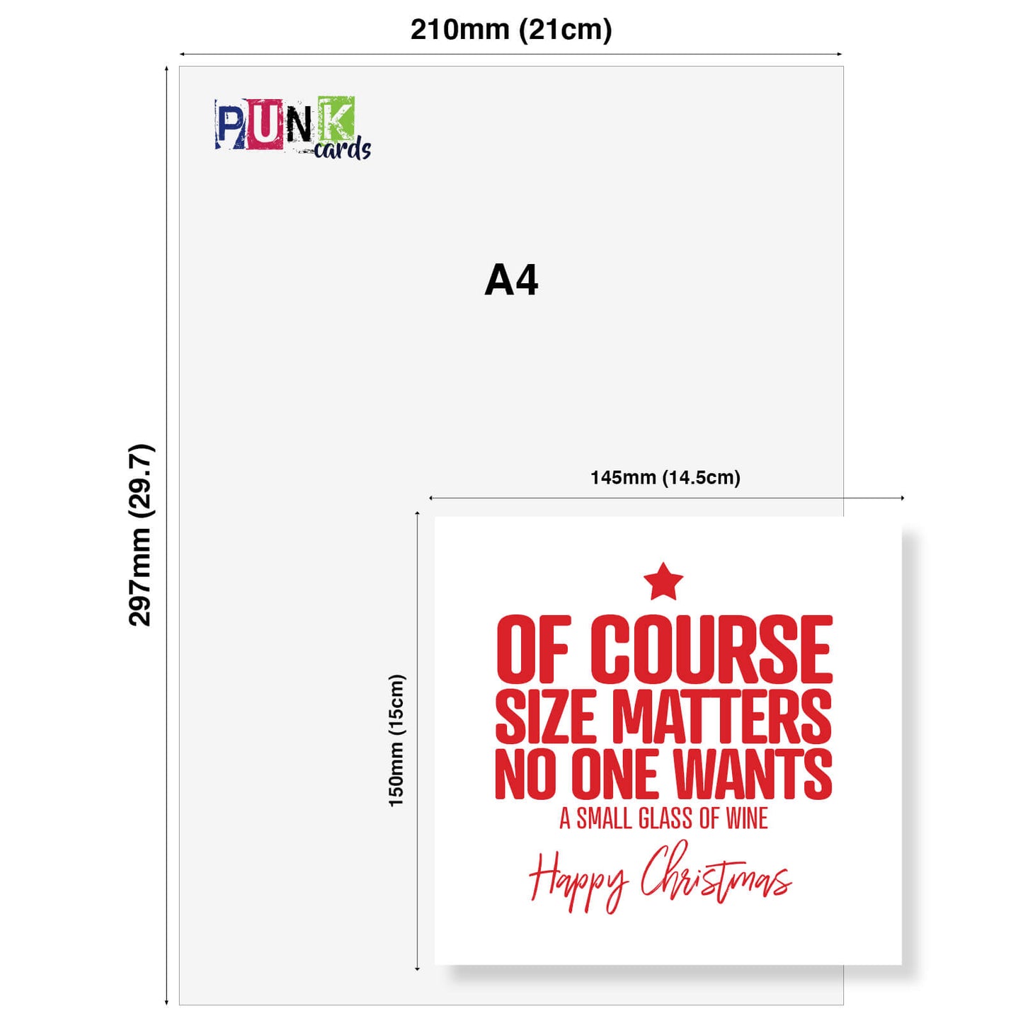 "Size Matters – No One Wants a Small Glass of Wine" Christmas Card