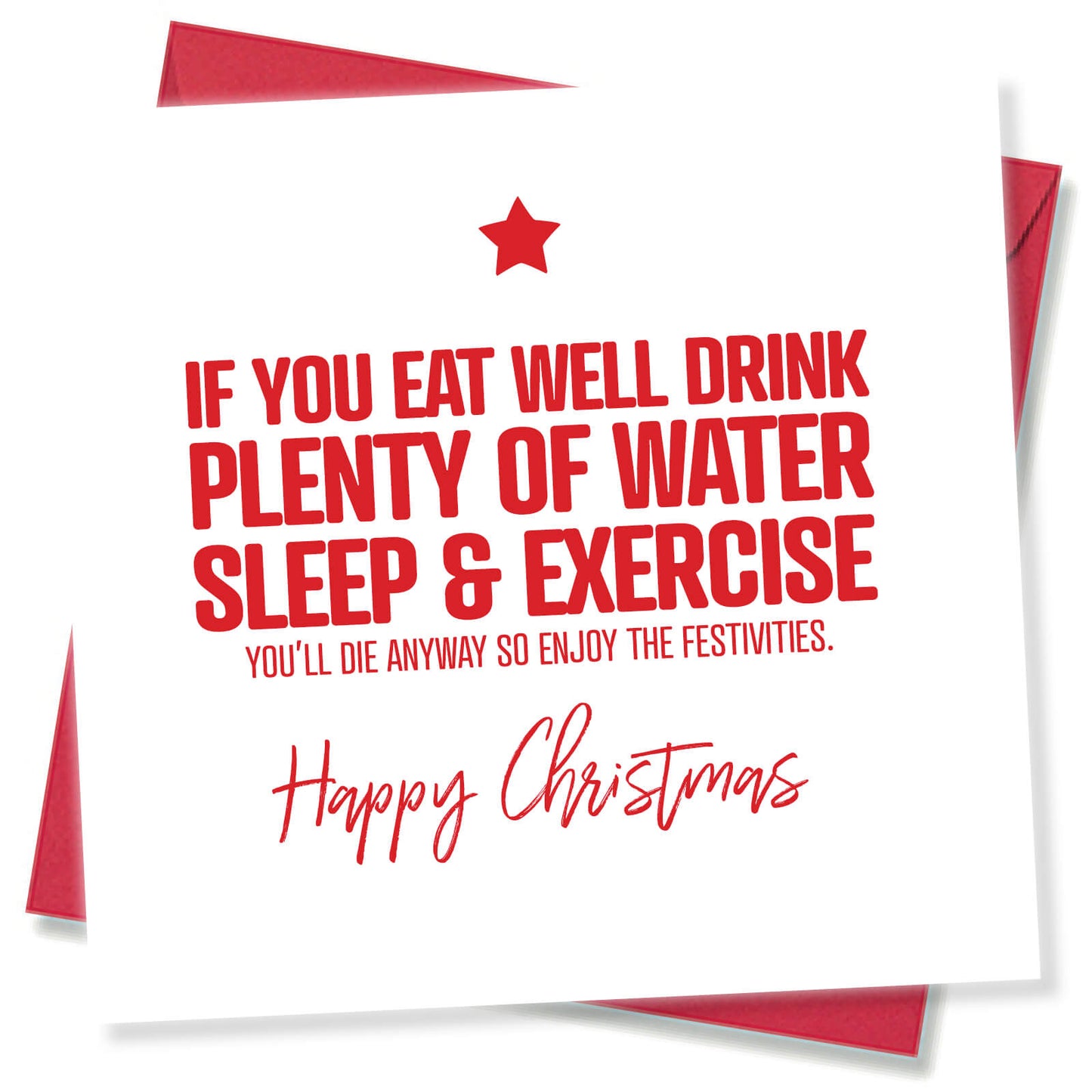 "Eat Well, Drink Water, Sleep, Exercise – You’ll Die Anyway" Christmas Card