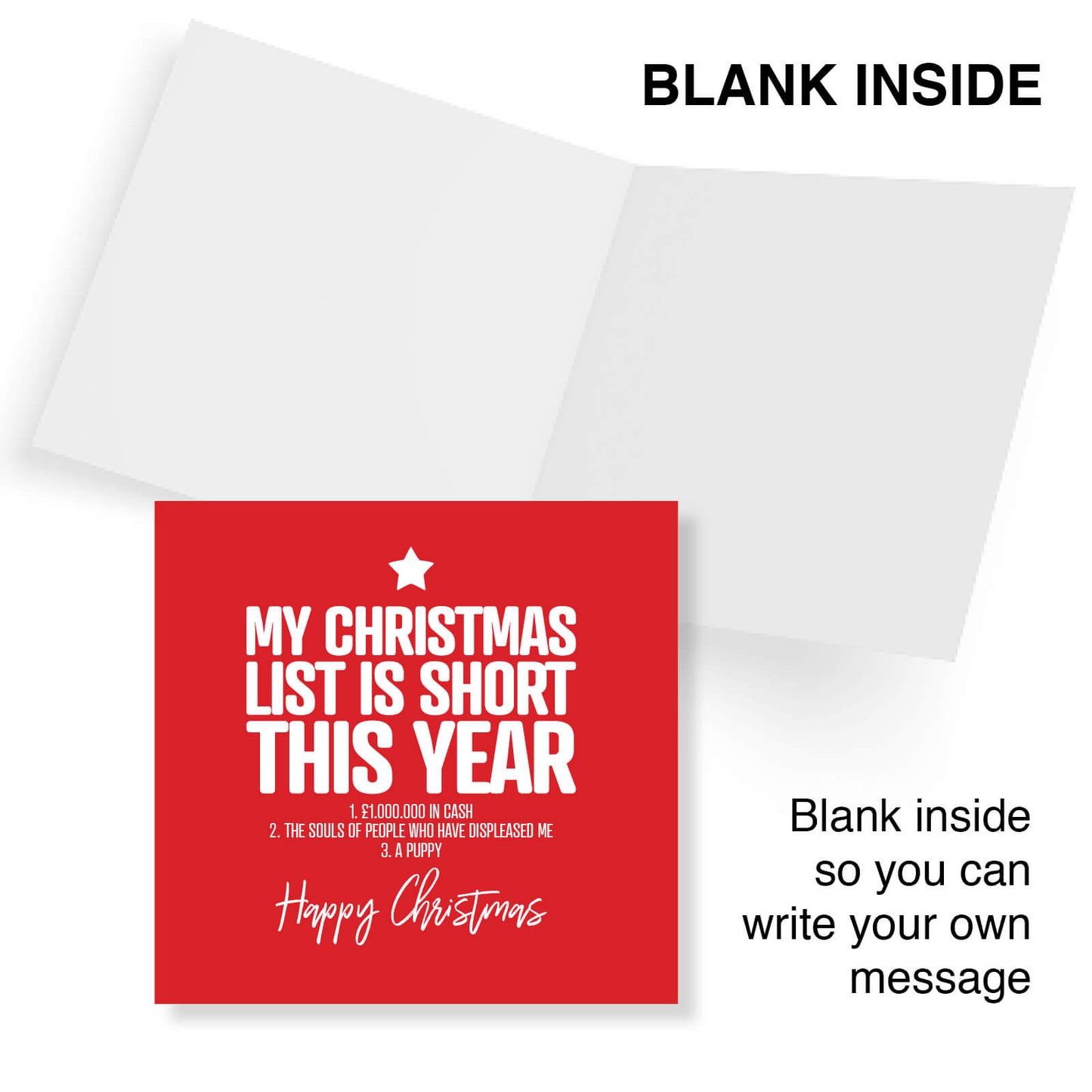 Short Christmas List – Dark Humour Festive Card