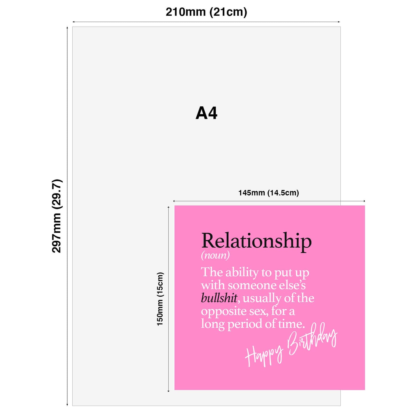 Relationship (noun) The ability to put up with someone else’s bullshit, usually of the opposite sex, for a long period of time.