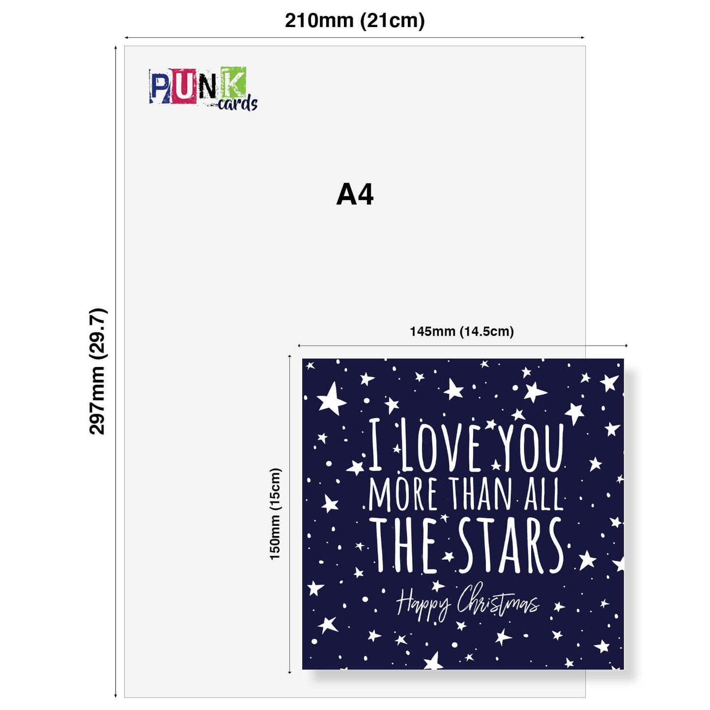 "I Love You More Than All the Stars" - Romantic Christmas Card