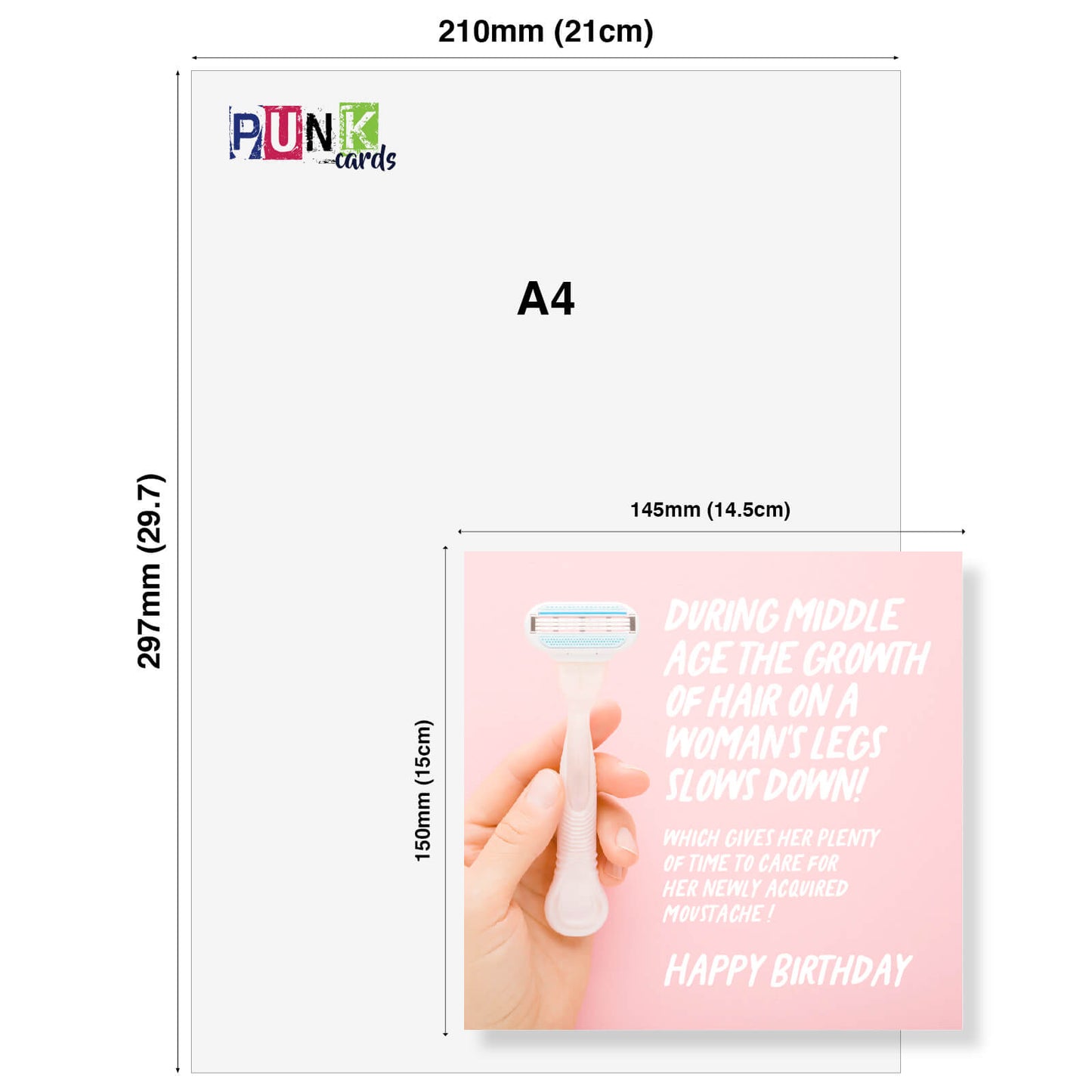 Moustache & Middle Age Birthday Card