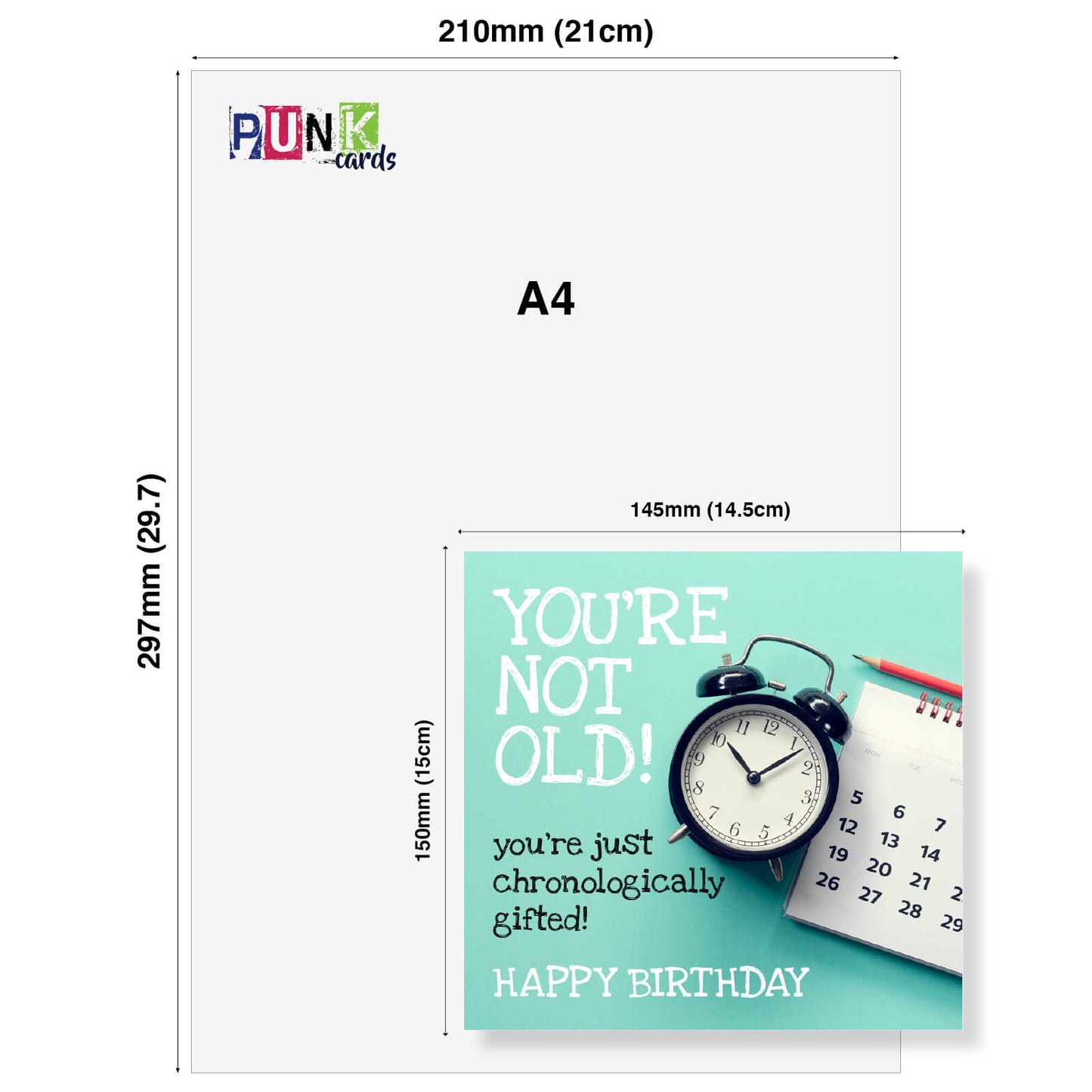 You’re Not Old – Chronologically Gifted" Alarm Clock Birthday Card