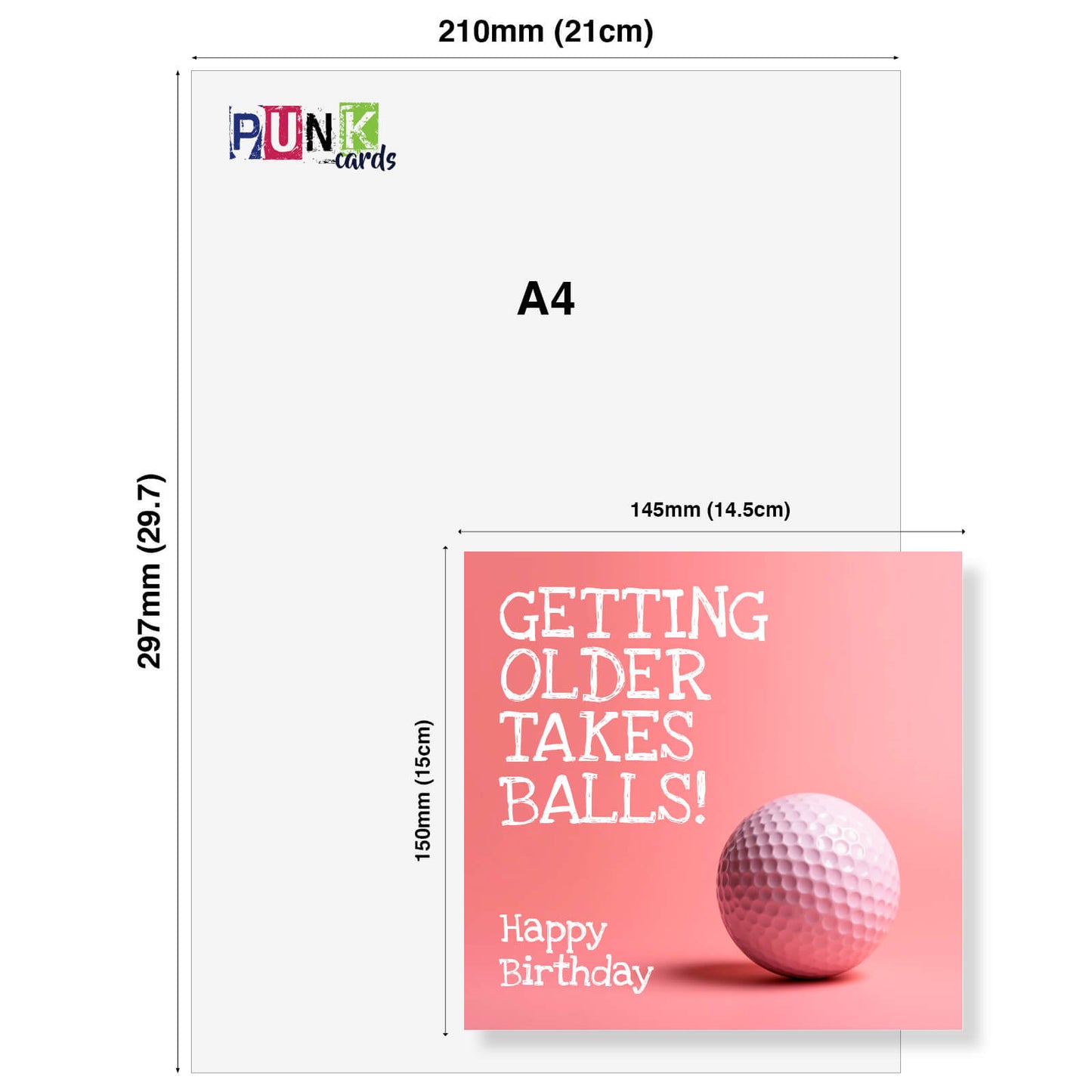 Getting Older Takes Balls! – Pink Golf Ball Birthday Card