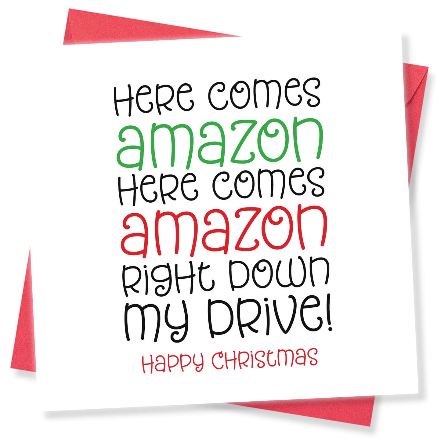 "Here Comes Amazon..." - Funny Shopping Christmas Card