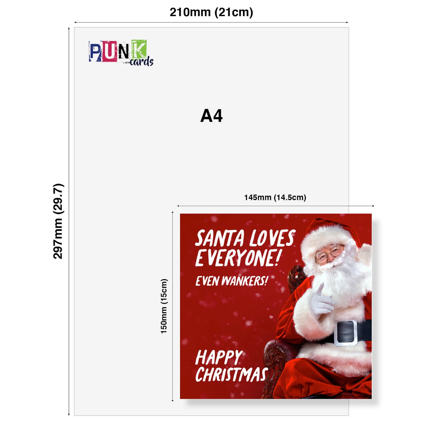 Santa Loves Everyone – Even Wankers!" Card