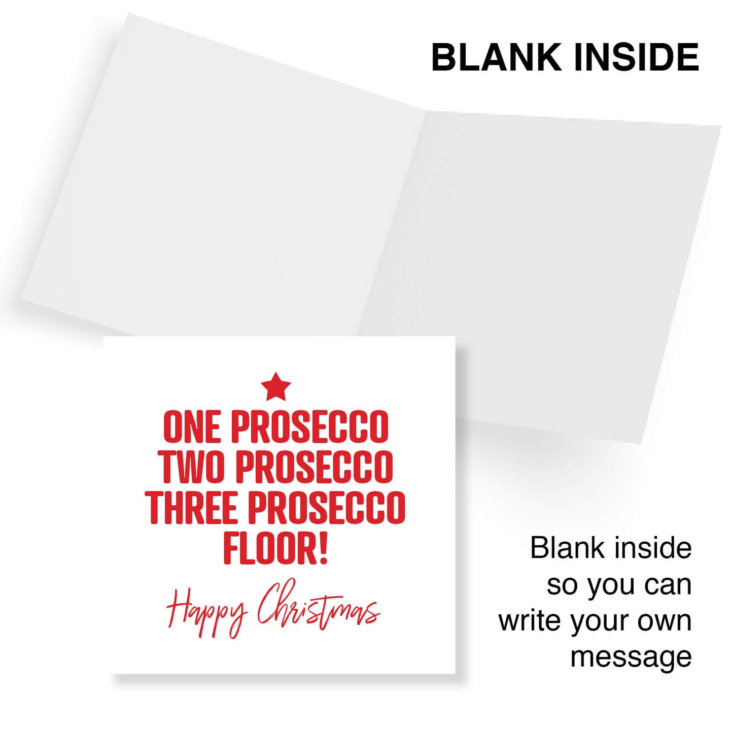 "One Prosecco, Two Prosecco, Floor" Christmas Card