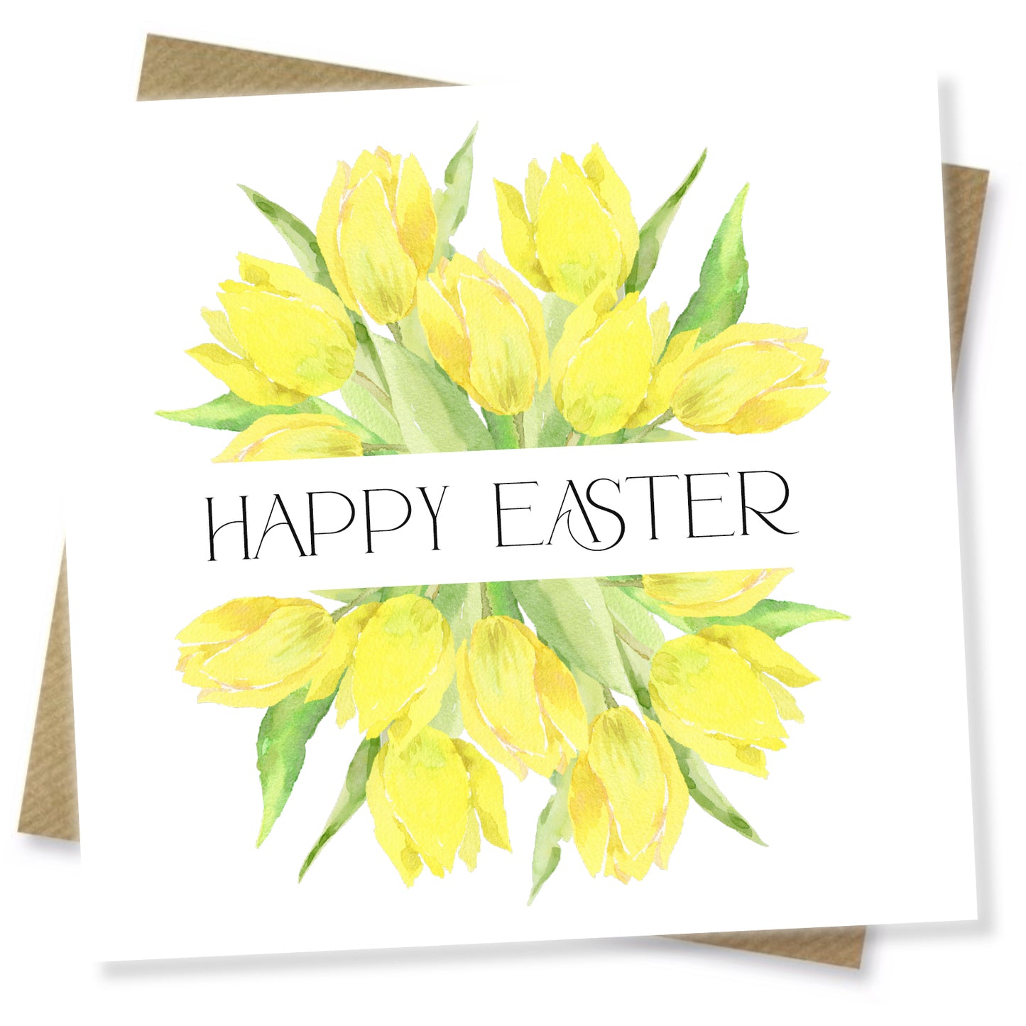 Yellow Tulips Easter Wreath Card
