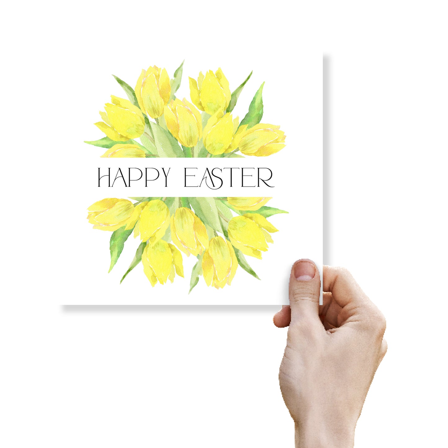 Yellow Tulips Easter Wreath Card