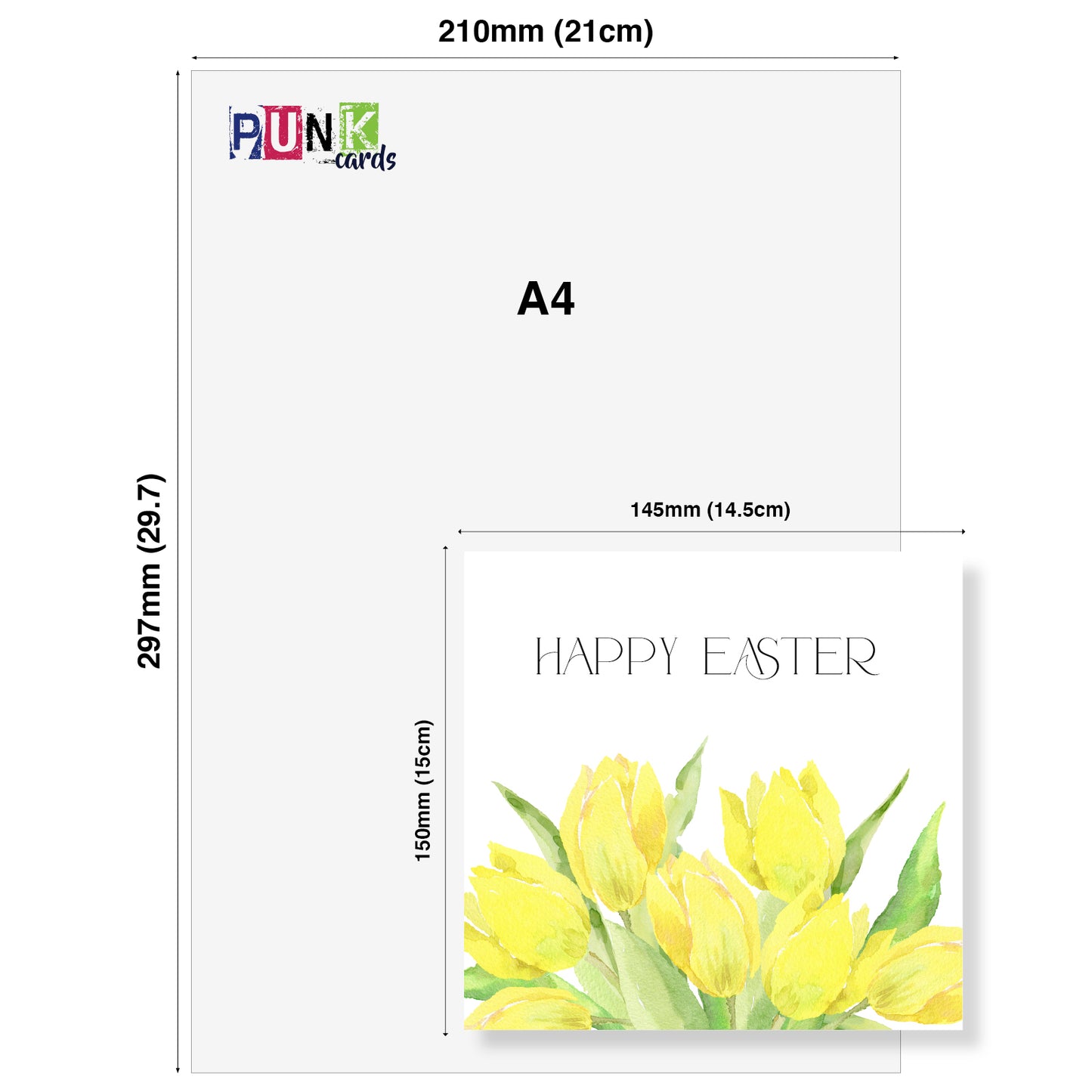 Single Row Yellow Tulips Card