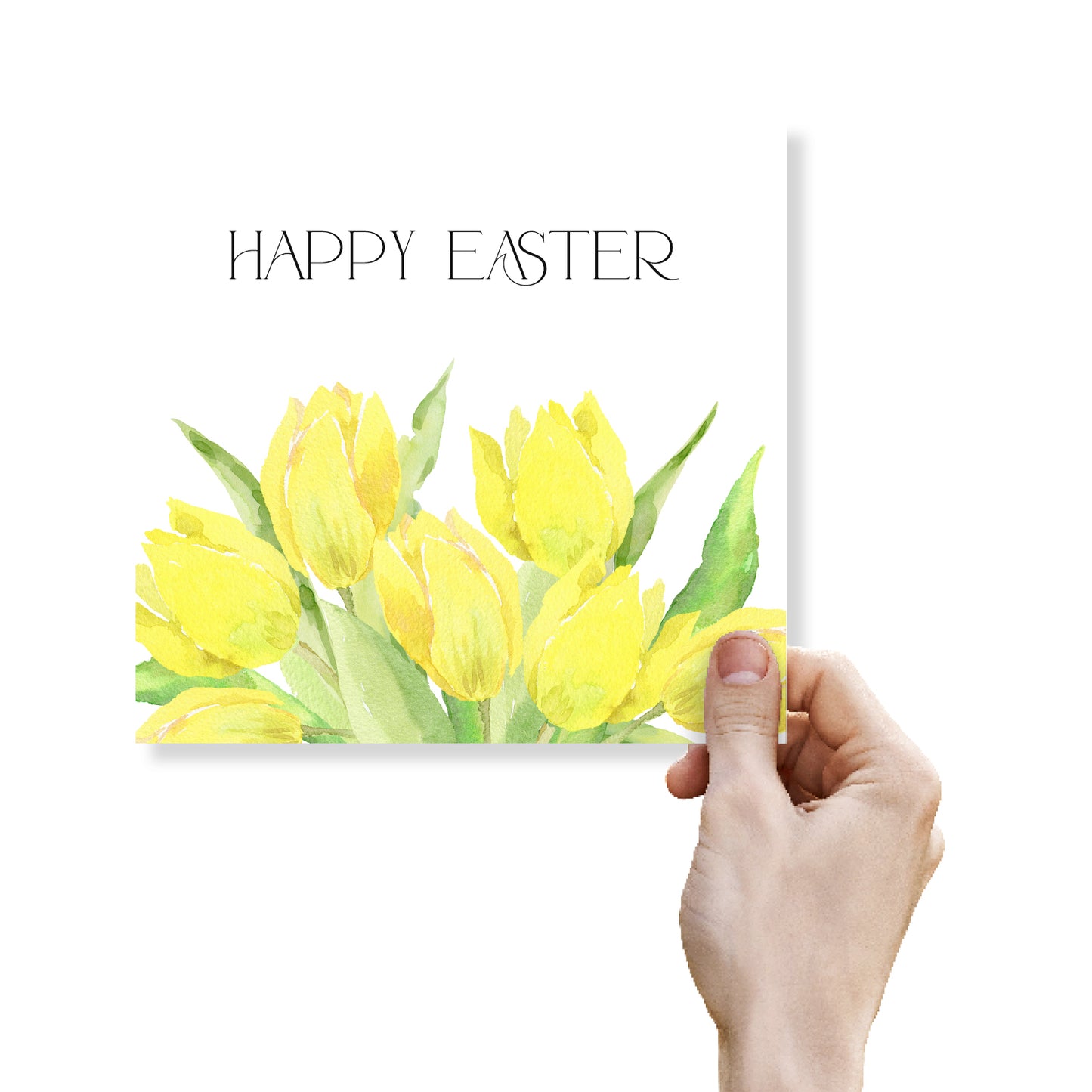 Single Row Yellow Tulips Card