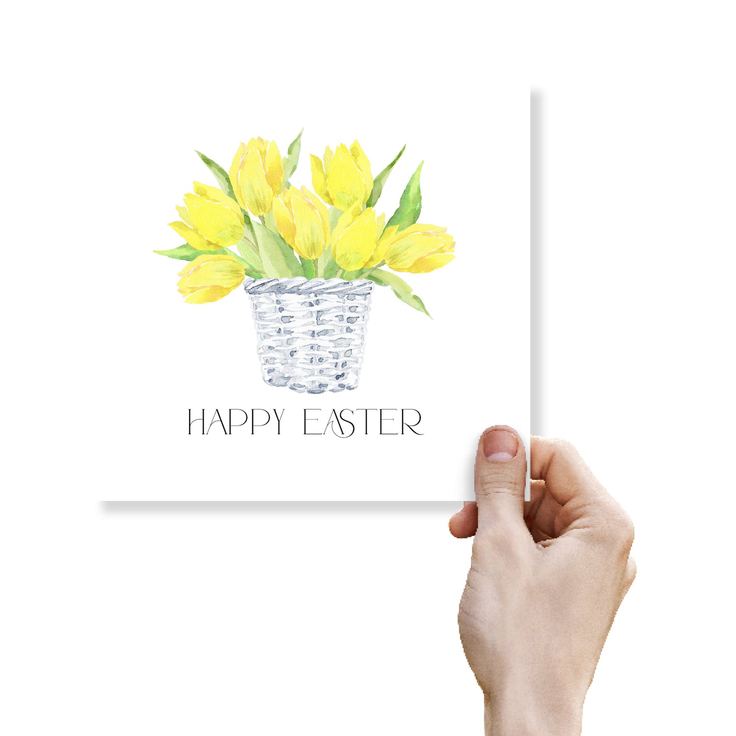 Yellow Tulips in Basket Card