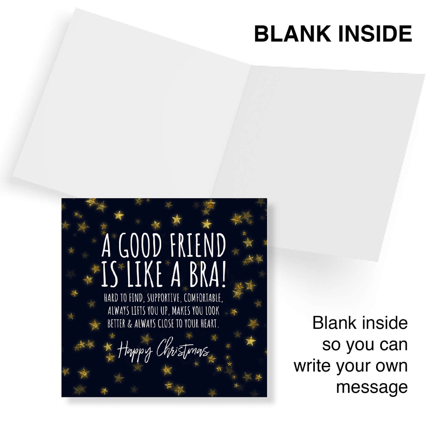 "A Good Friend is Like a Bra" - Funny Friendship Christmas Card