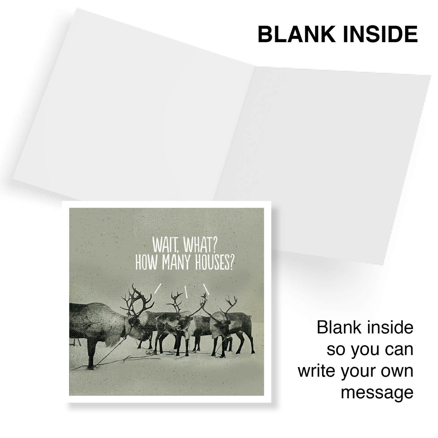 "Wait, What? How Many Houses?" - Funny Reindeer Christmas Card
