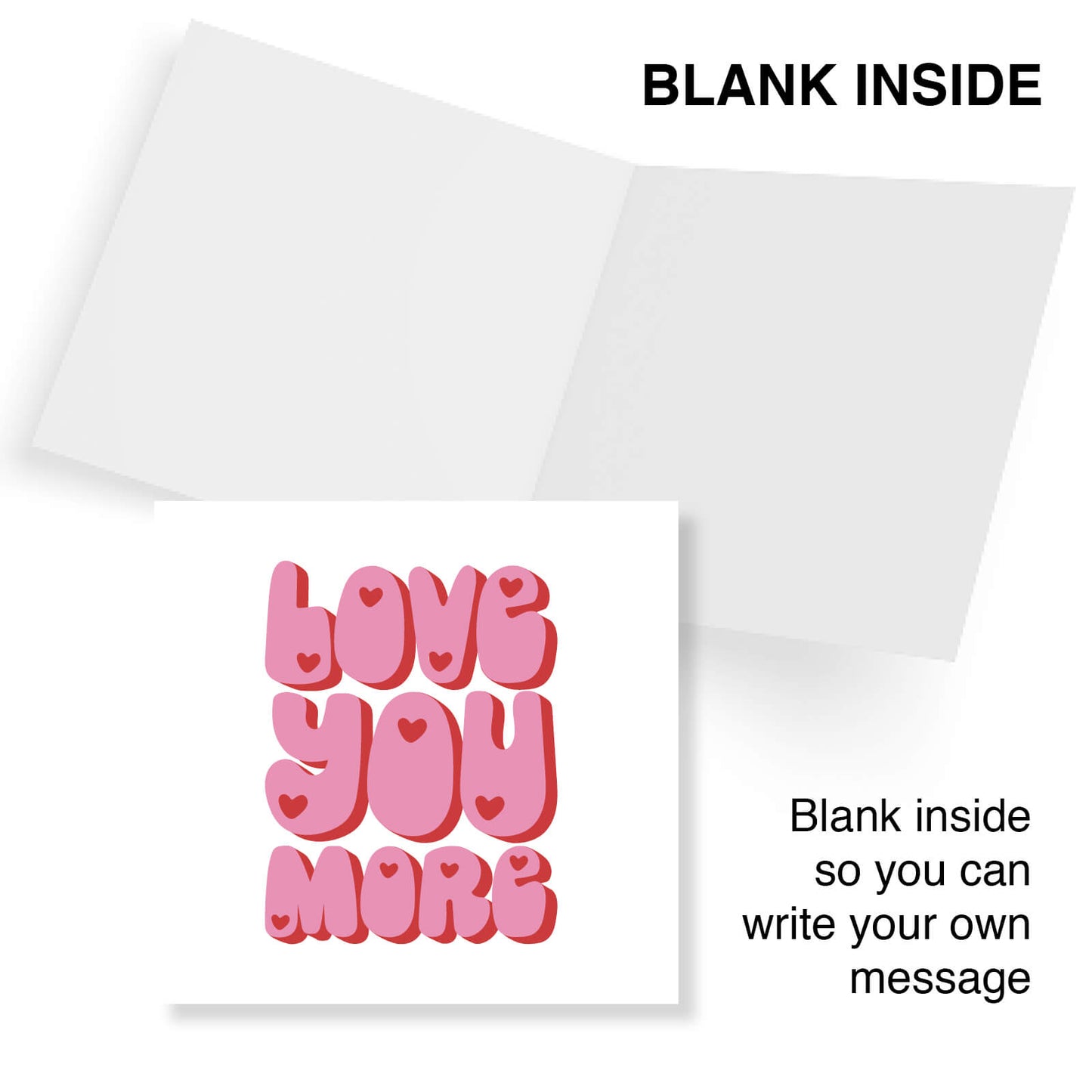 Love You More – Bold Pink Heart Card