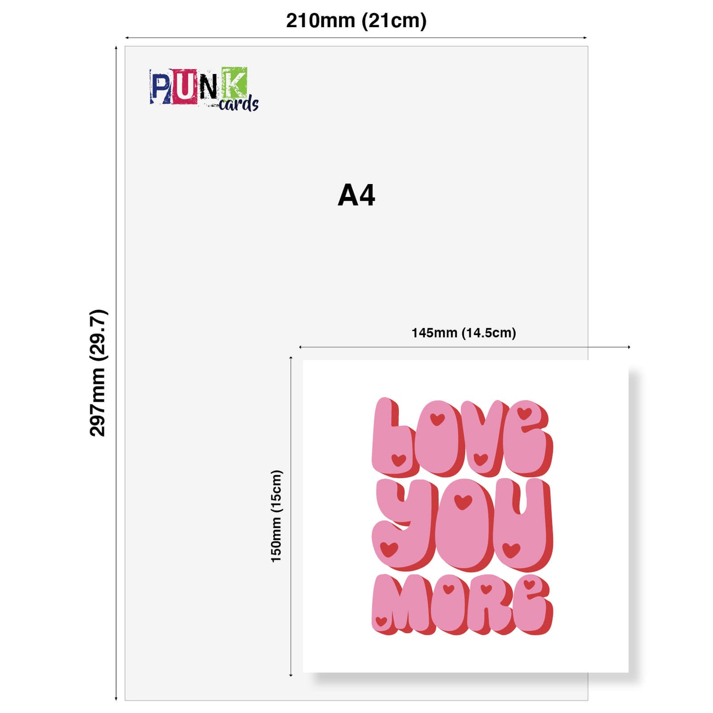 Love You More – Bold Pink Heart Card