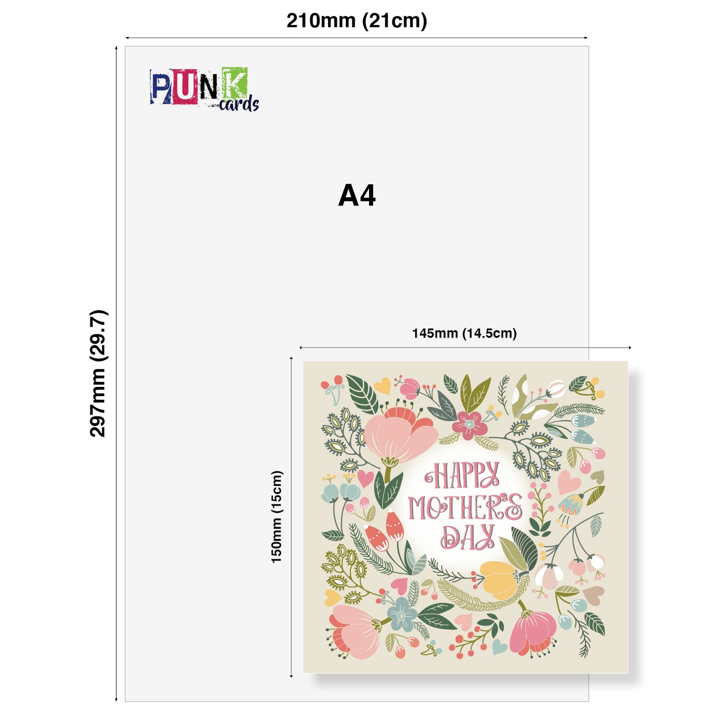 "Happy Mother’s Day – Cream Background with Floral Wreath"