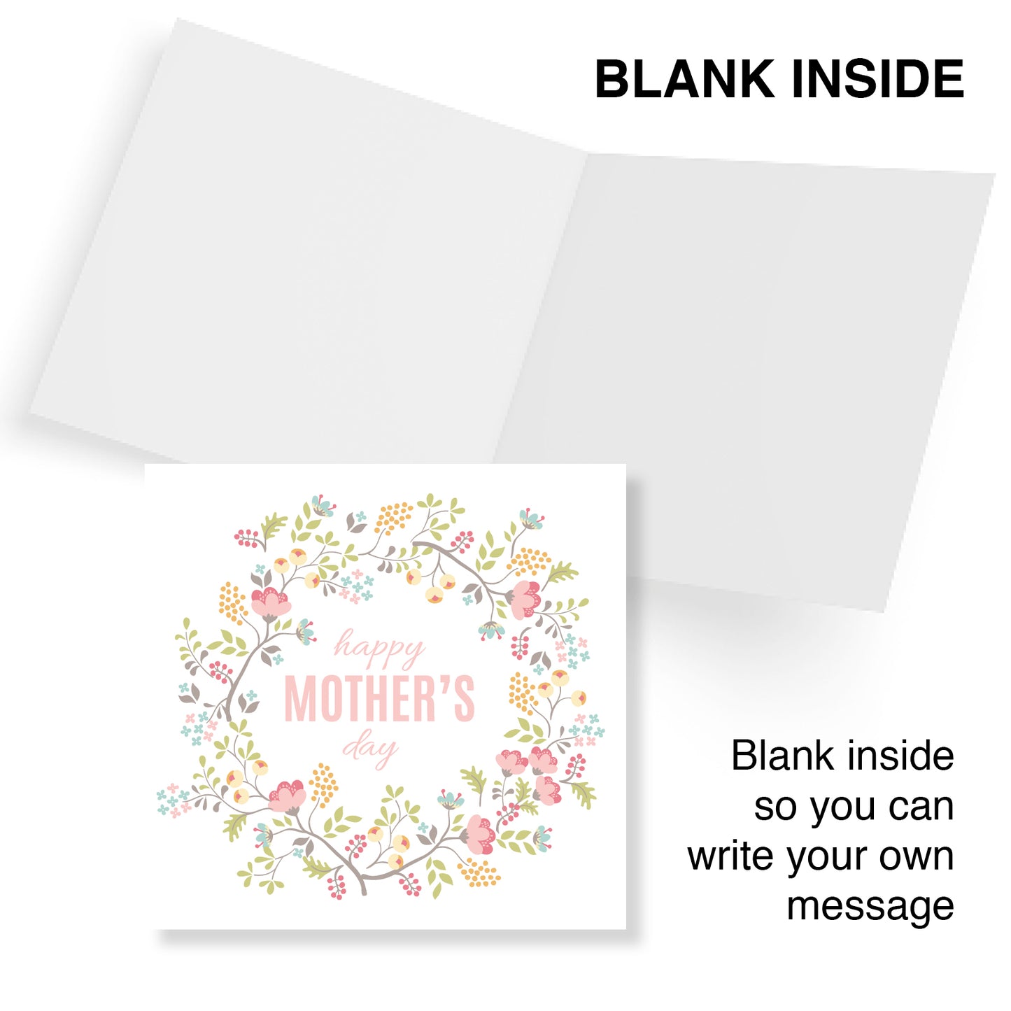 "Happy Mother’s Day – Wreath of Pink & Yellow Flowers"