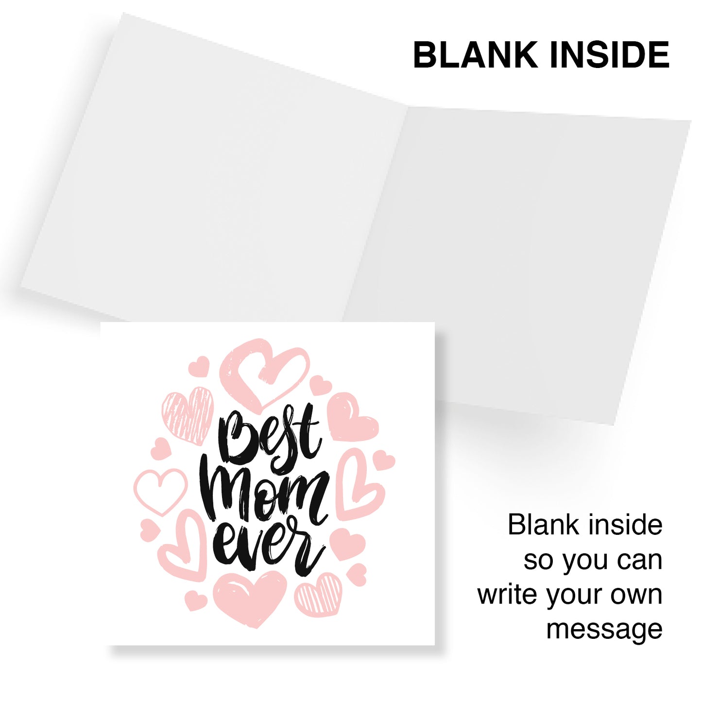 "Best Mom Ever – Pink Hearts & Hand Lettering"