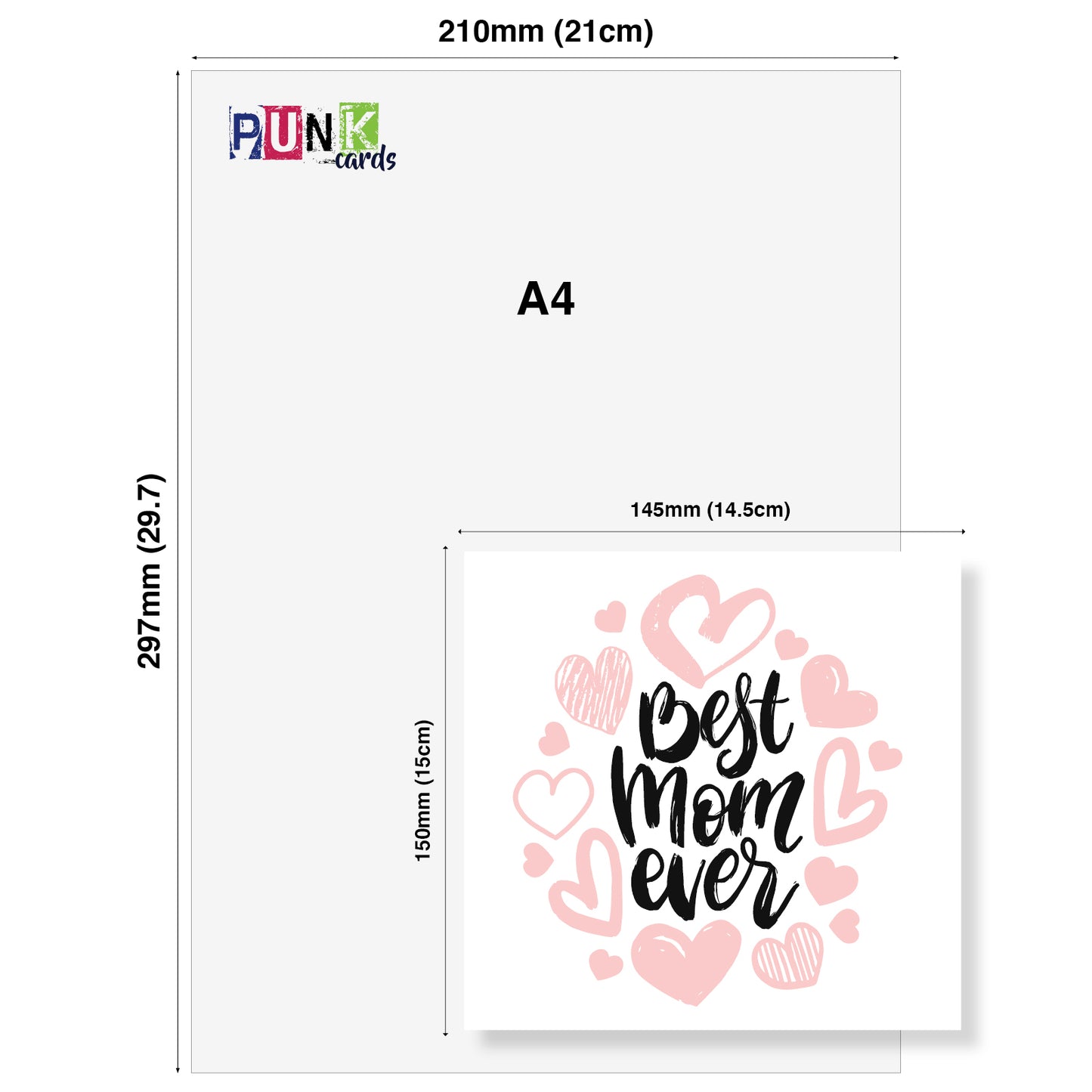 "Best Mom Ever – Pink Hearts & Hand Lettering"