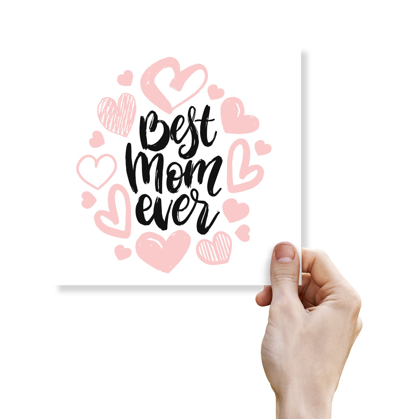 "Best Mom Ever – Pink Hearts & Hand Lettering"