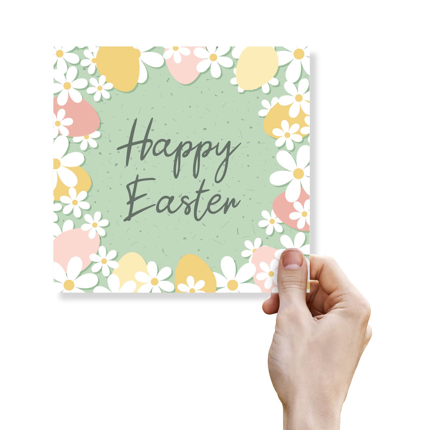 Green Floral Egg Border Card