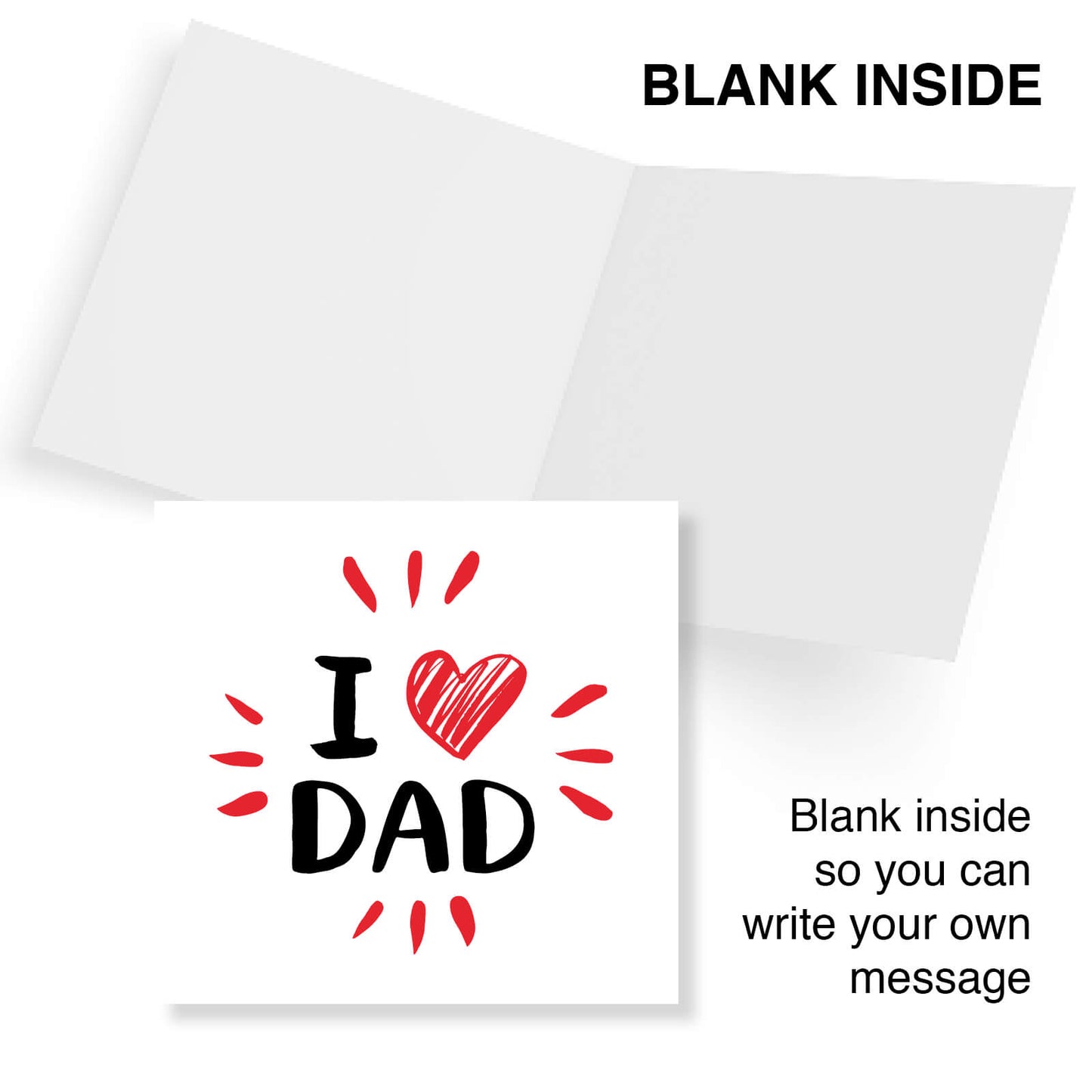 I Heart Dad (Scribbled Heart, Red Bursts)