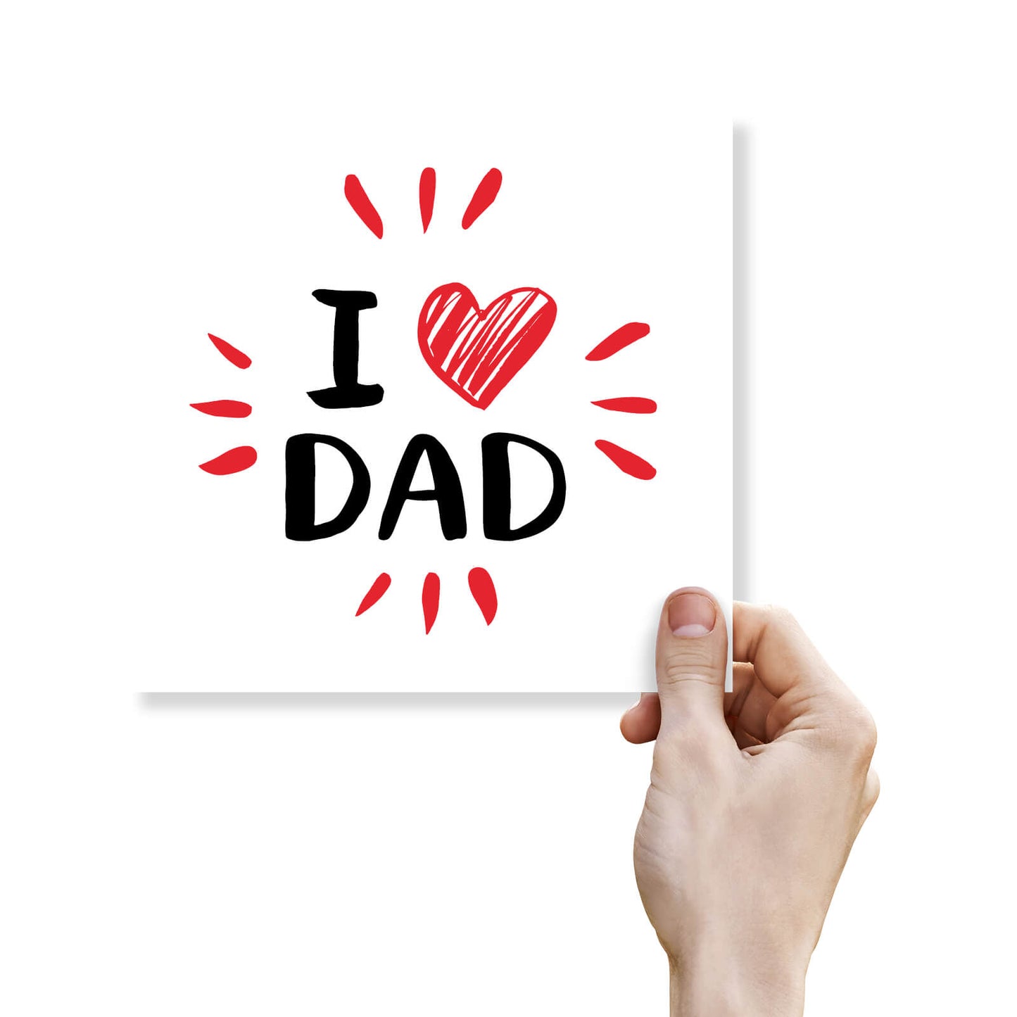 I Heart Dad (Scribbled Heart, Red Bursts)