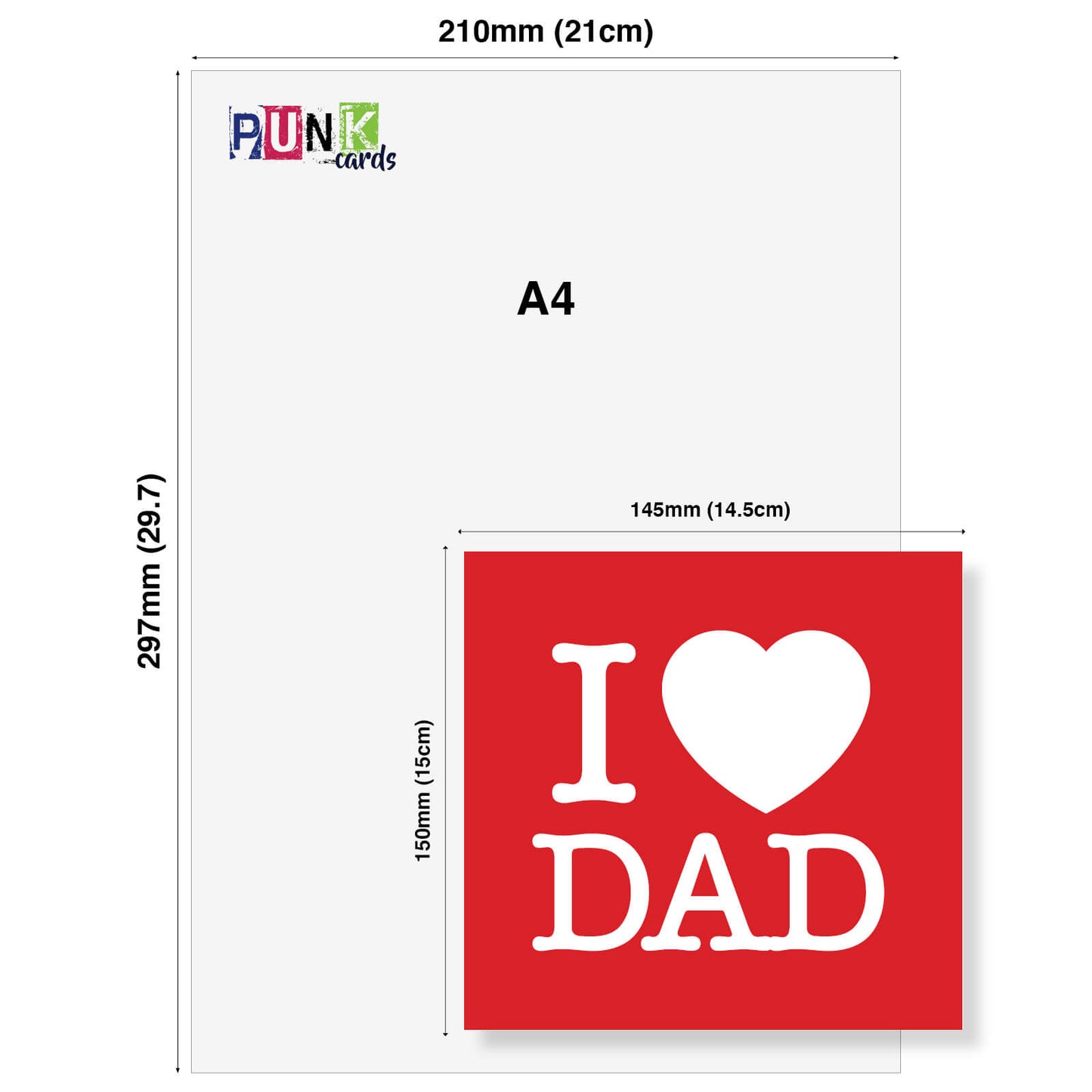 I Heart Dad (Red Background, White Font)