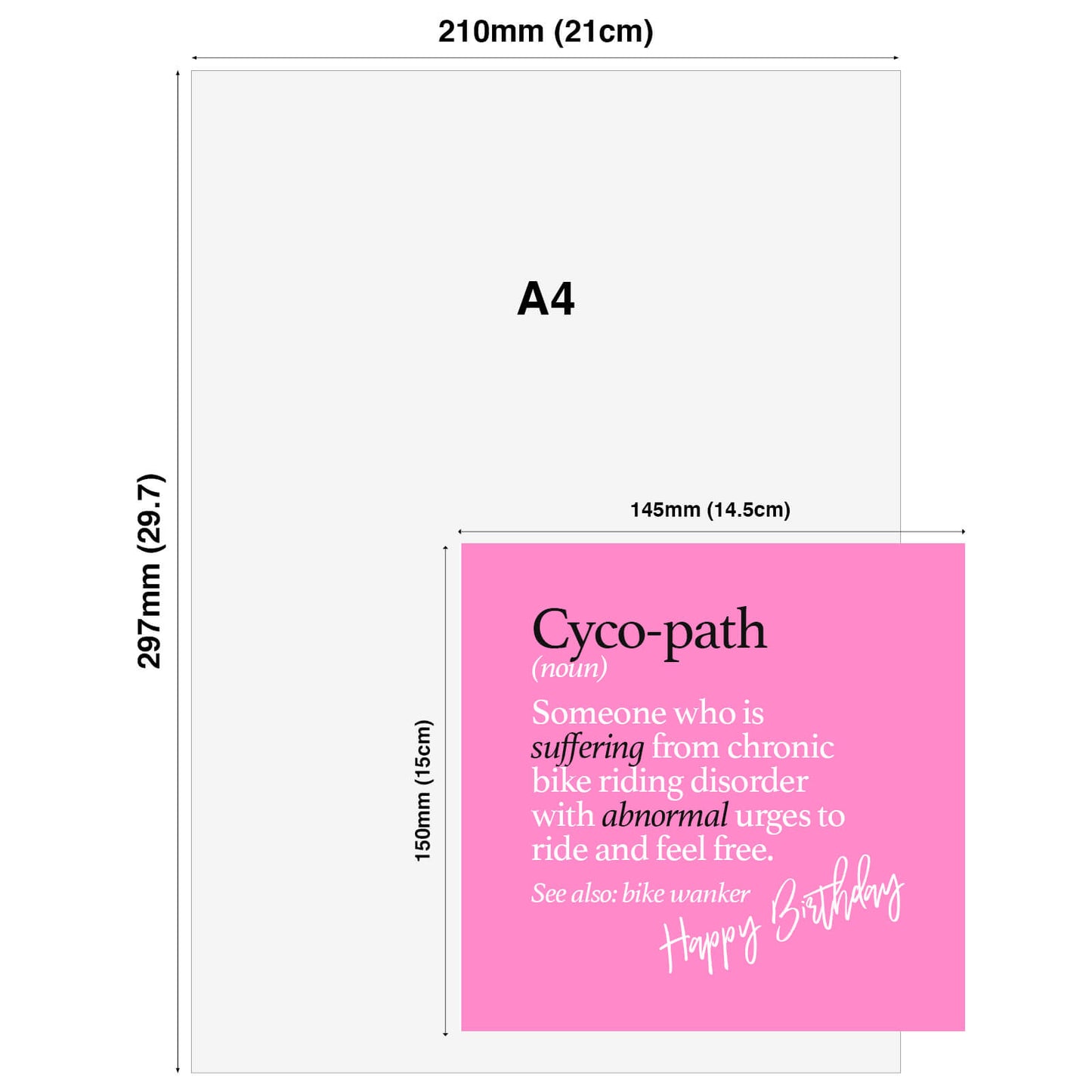 Cyco-path (noun) Someone who is suffering from chronic bike riding disorder with abnormal urges to ride and feel free. See also: bike wanker