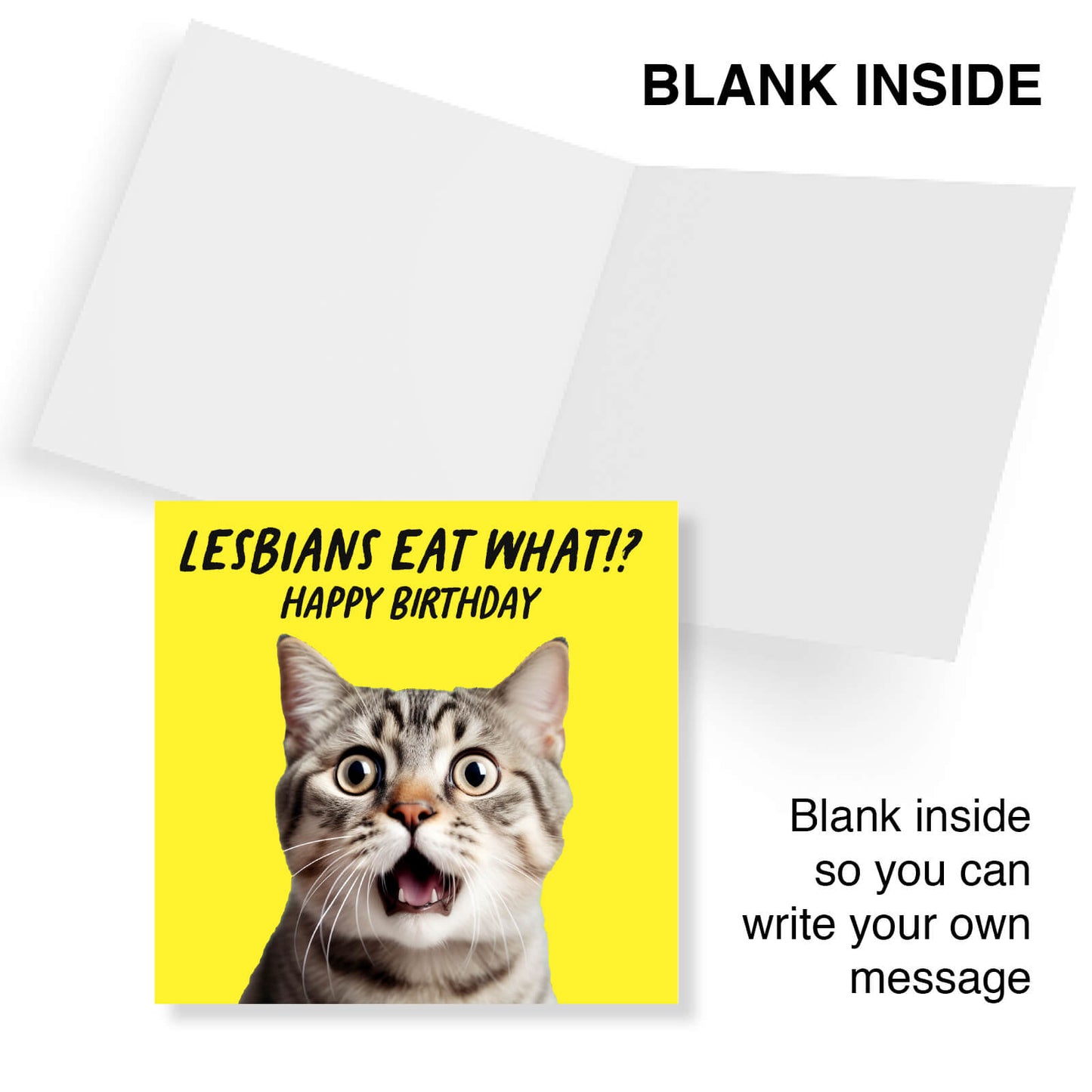Lesbians Eat What!? – Funny Cat Birthday Card