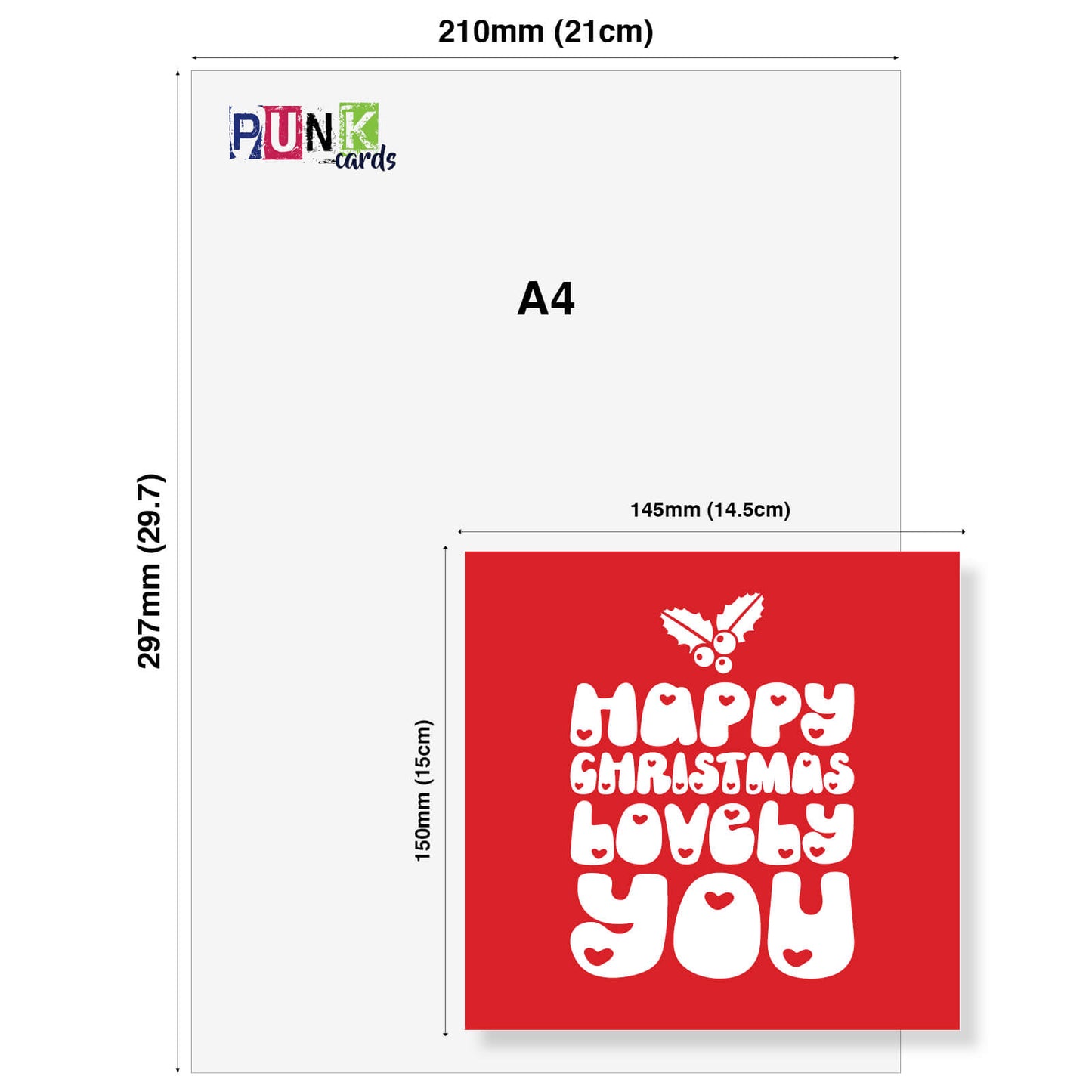 "Happy Christmas Lovely You" Retro Heart Card