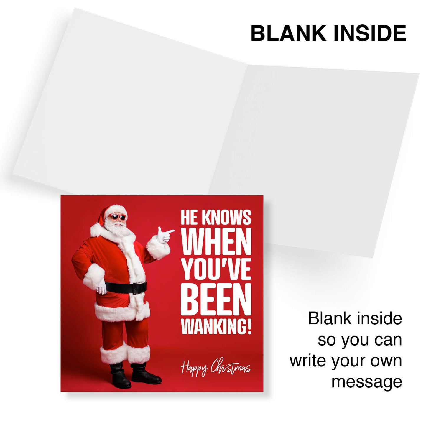 "He Knows When You’ve Been Wanking!" Santa in Shades Card