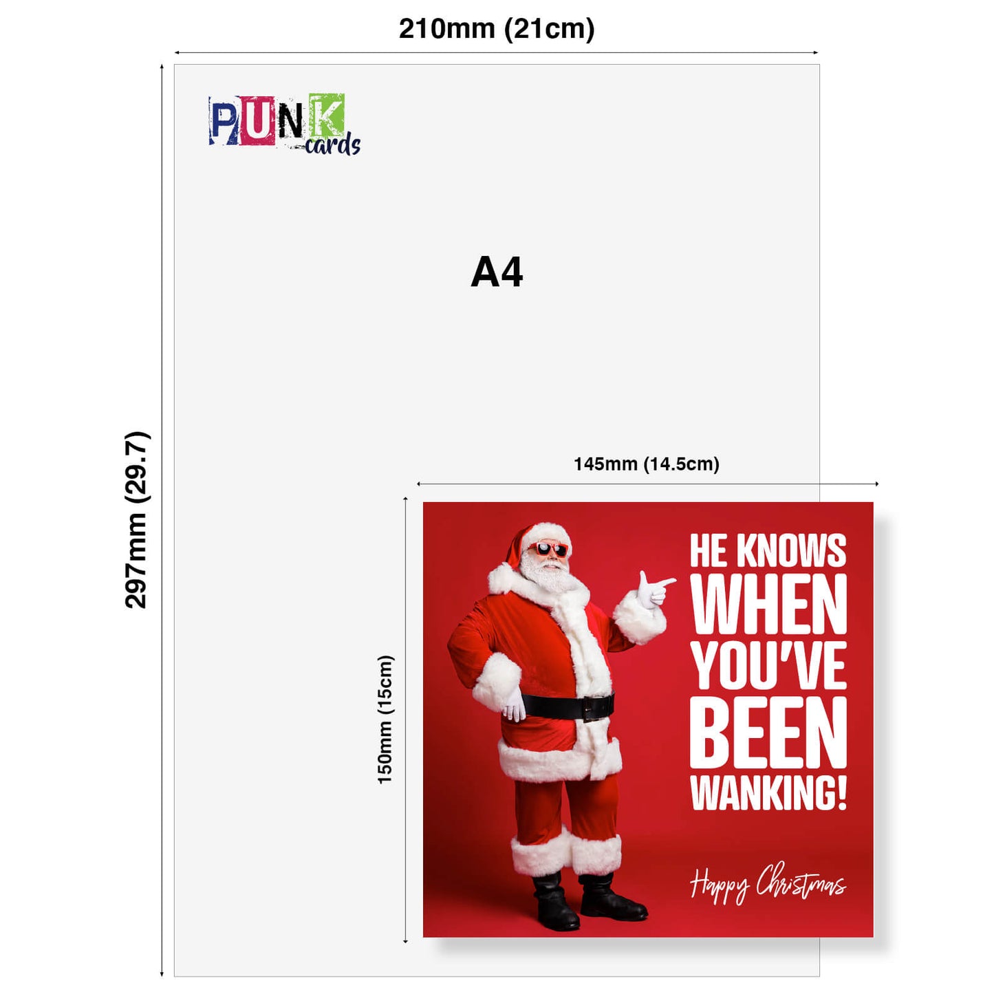 "He Knows When You’ve Been Wanking!" Santa in Shades Card