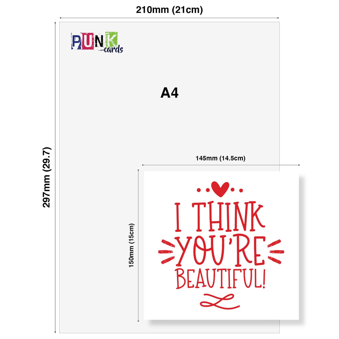I Think You're Beautiful – Red & White Card