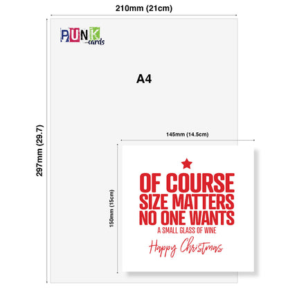 "Size Matters – No One Wants a Small Glass of Wine" Christmas Card