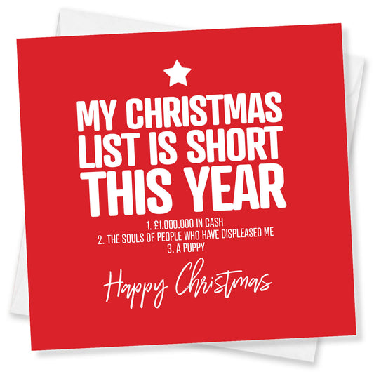 Short Christmas List – Dark Humour Festive Card