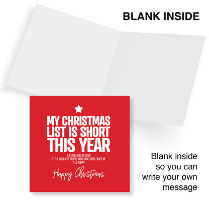 Short Christmas List – Dark Humour Festive Card