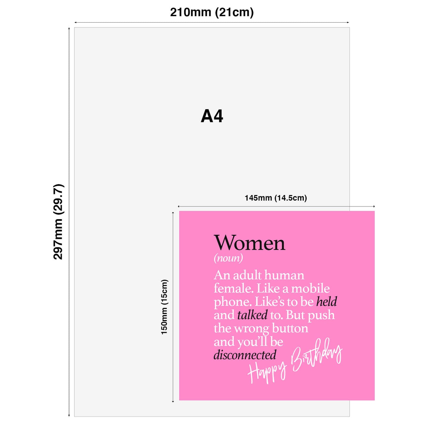 Women (noun) An adult human female. Like a mobile phone. Like’s to be held and talked to. But push the wrong button and you’ll be disconnected