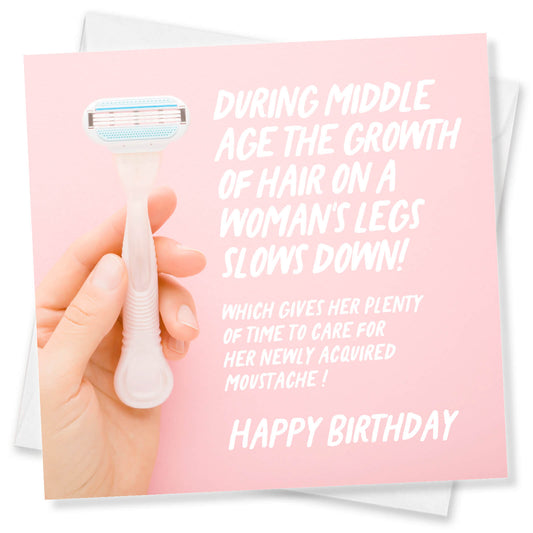 Moustache & Middle Age Birthday Card