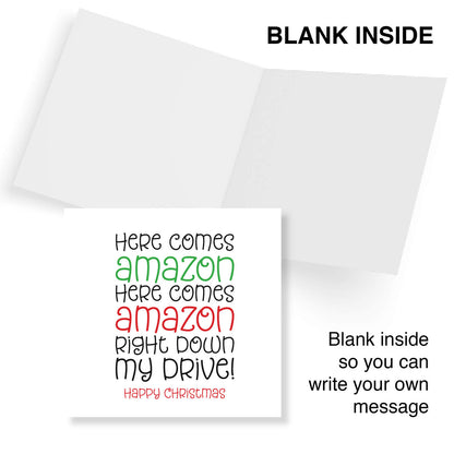 "Here Comes Amazon..." - Funny Shopping Christmas Card