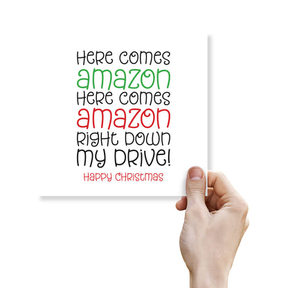 "Here Comes Amazon..." - Funny Shopping Christmas Card