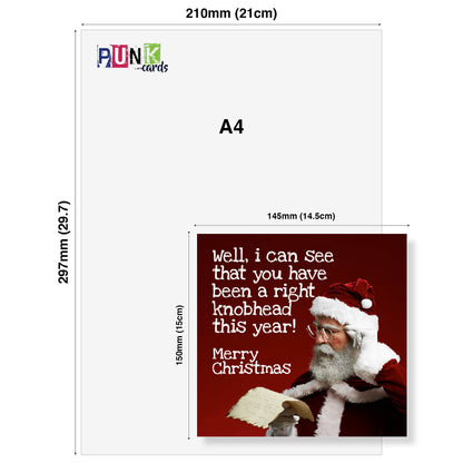 You've Been a Right Knobhead Santa Card