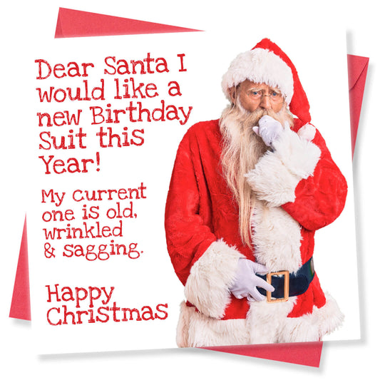 New Birthday Suit Santa Card