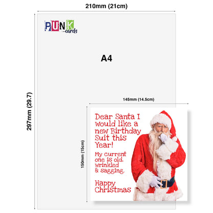 New Birthday Suit Santa Card