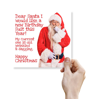 New Birthday Suit Santa Card