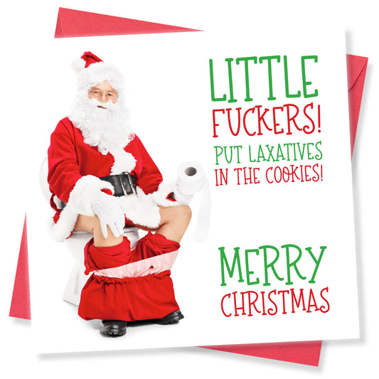 "Little Fuckers! Put Laxatives in the Cookies!" Santa Toilet Card