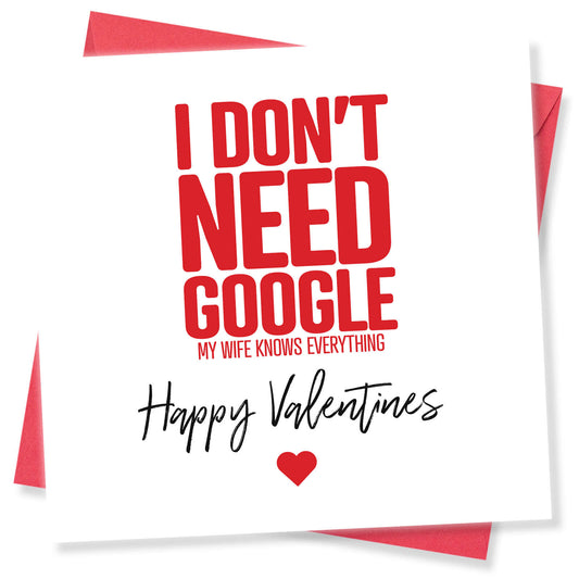I Don’t Need Google, My Wife Knows Everything - Valentine's Day Card