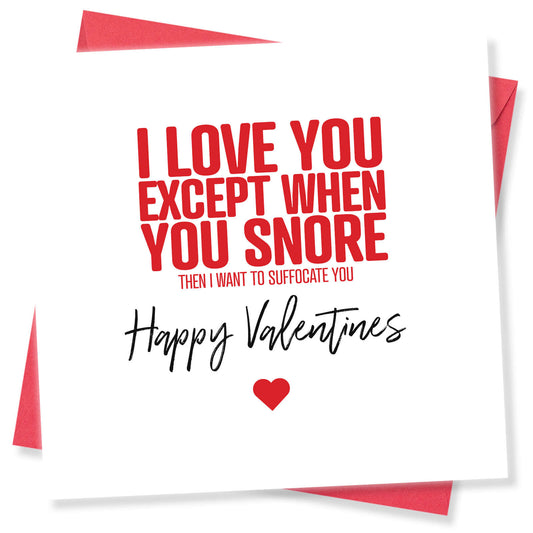 I Love You (Except When You Snore) Valentine's Day Card